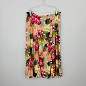 Koret Woman Green And Red Floral Pleated Skirt Women’s Size 20W